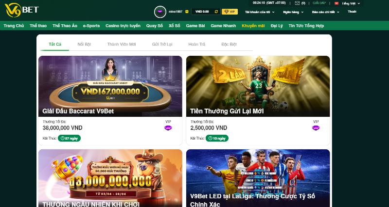 nap tien v9bet khuyen mai Khuyến mãi nạp tiền V9bet dành cho người chơi
