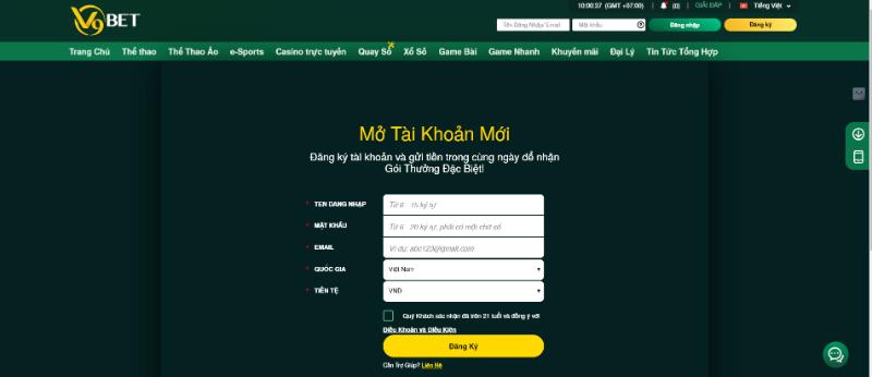 Đăng ký tài khoản V9bet