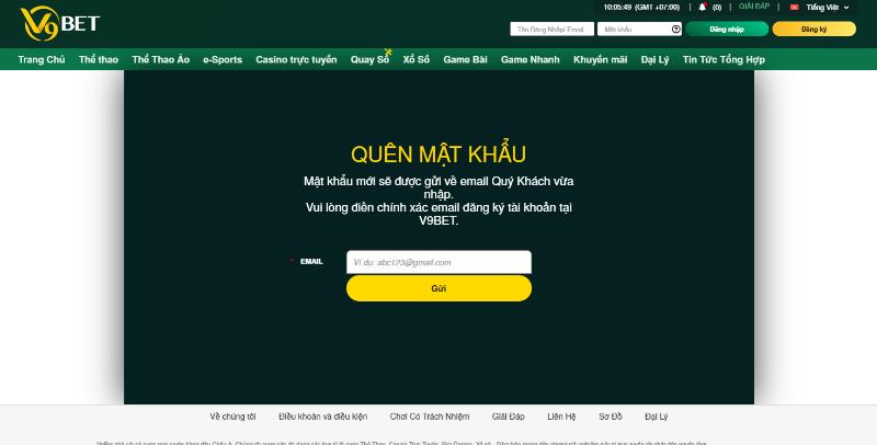 Lấy lại mật khẩu V9bet 